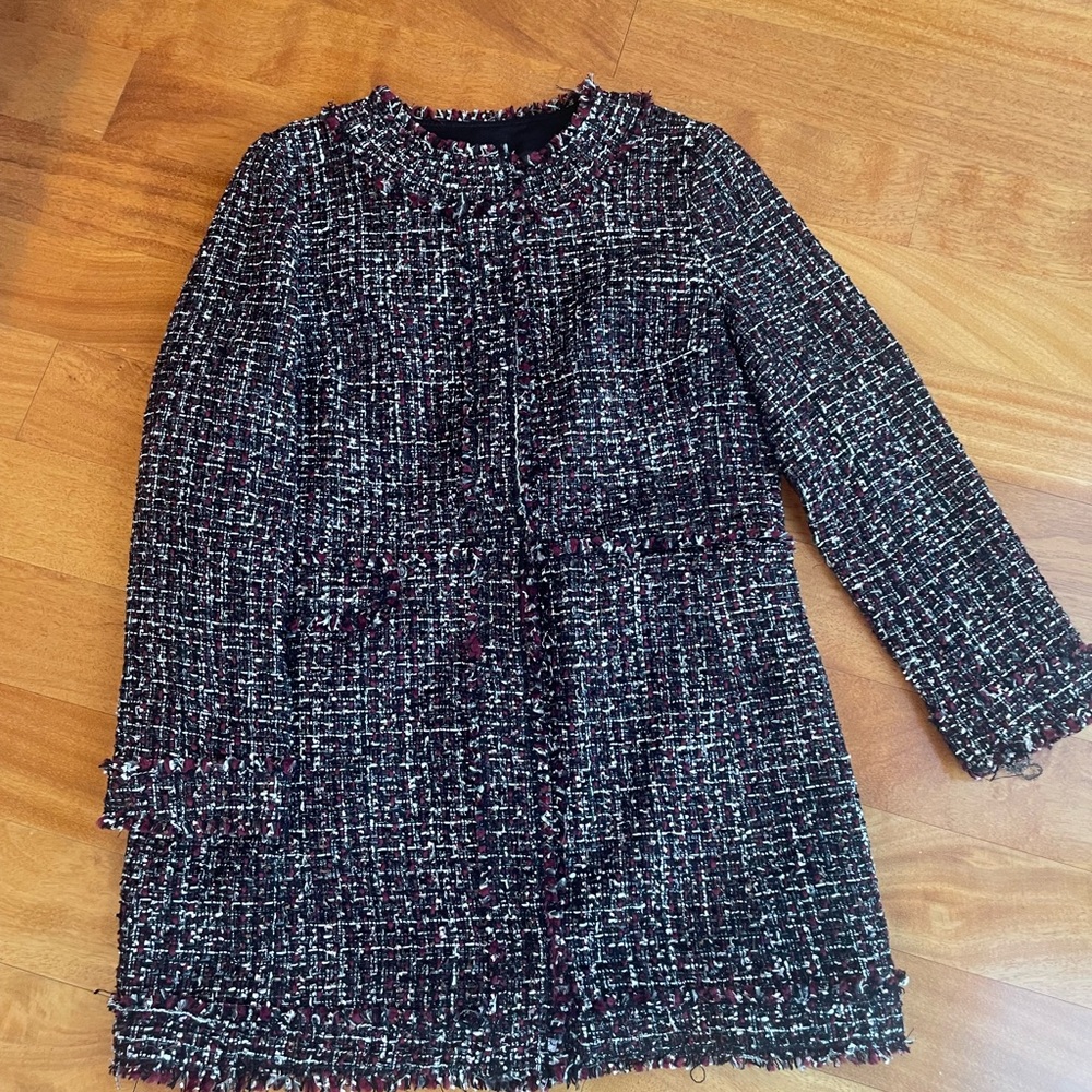 Ann Taylor Black and Red Tweed Blazer